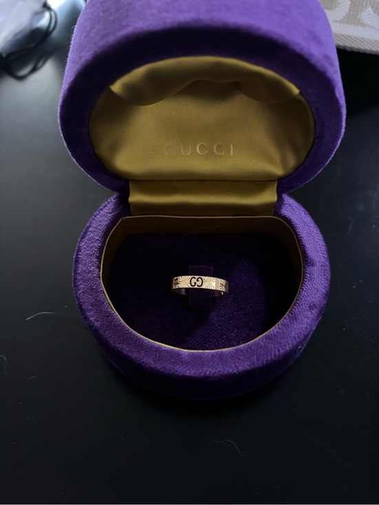 Gucci Jewelry - Gucci Gold-tone GG Star Engraved Band Ring with Purple Velvet Case